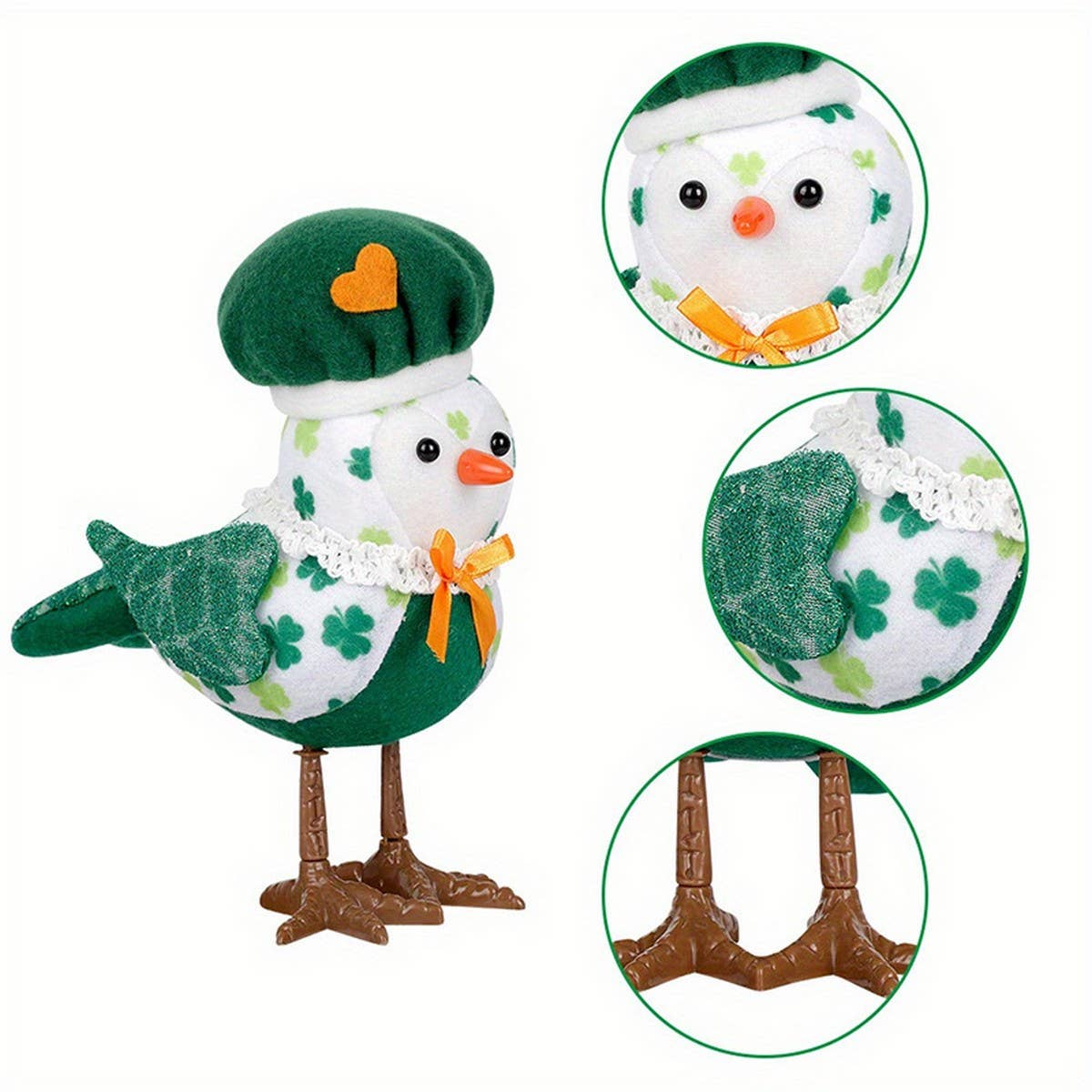 ST. PATRICK'S PARTY GLOWING LIGHT GREEN BIRD DOLL_CWMM3445
