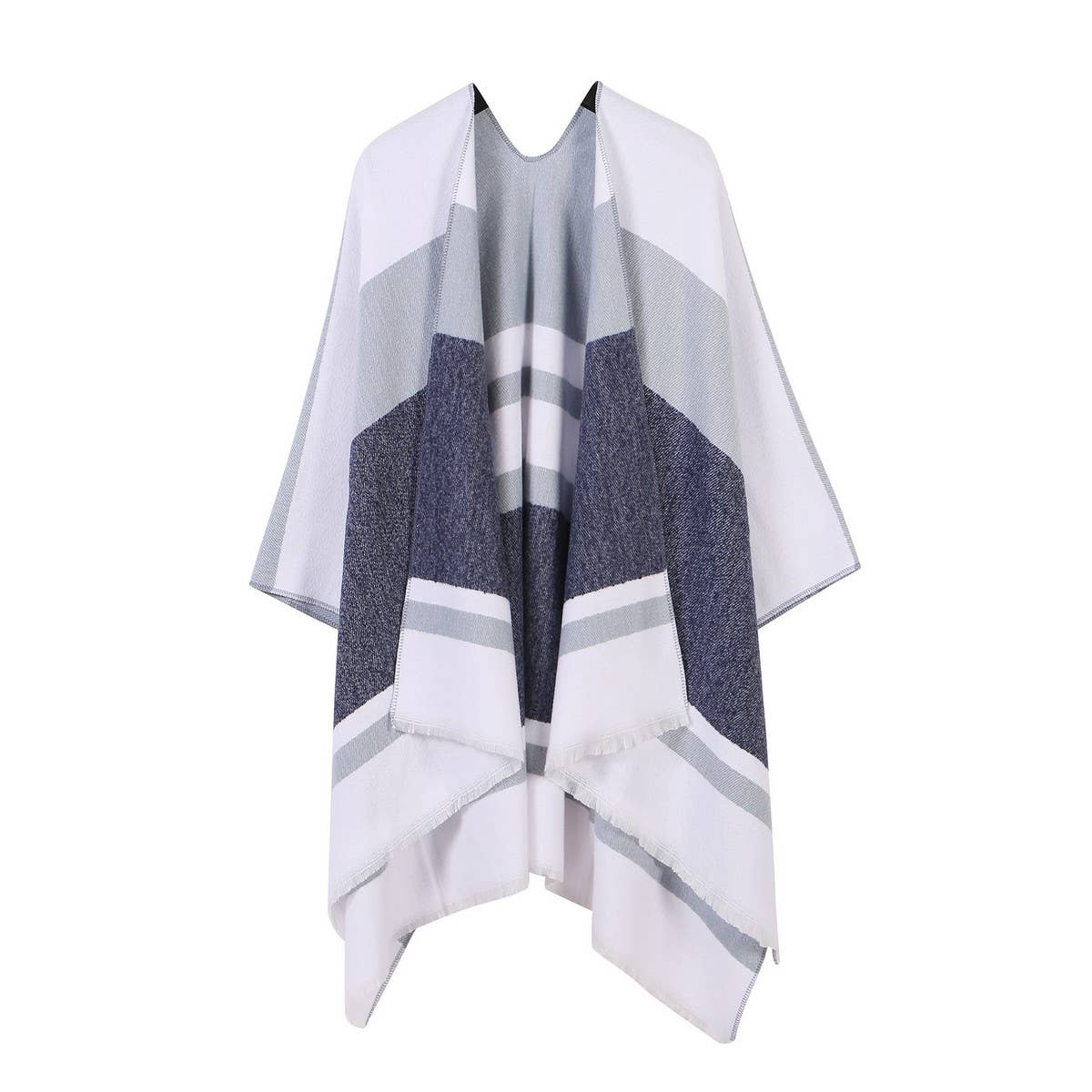 COLORBLOCKED AND BARRED CAPE WITH OUTER CAPE