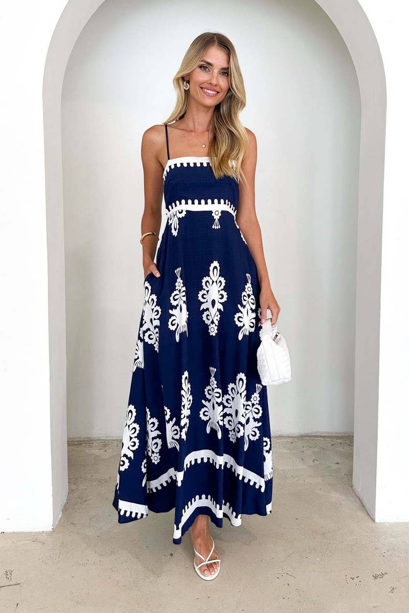 CWDHL1079_SUMMER TEMPERAMENT SLIM BACKLESS SUSPENDER SKIRT