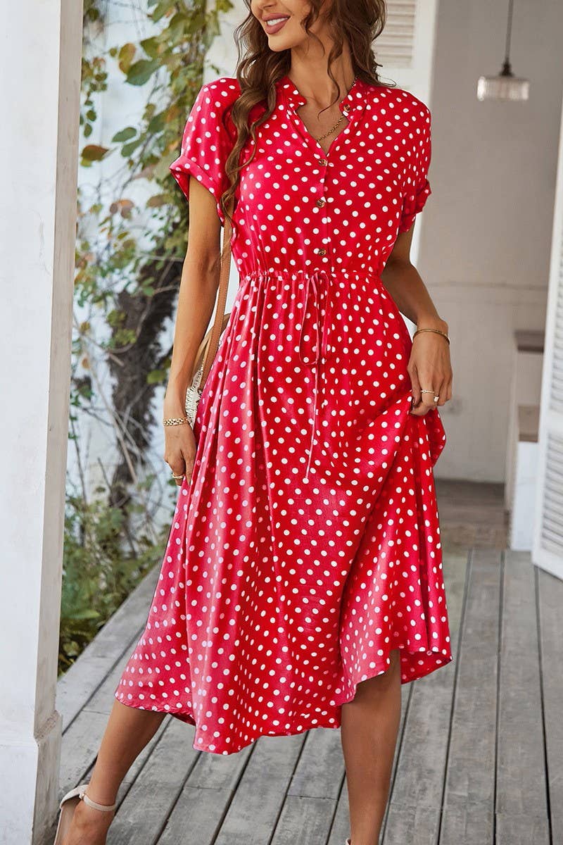 CWDMD6451_SUMMER POLKA DOT ALL-MATCH SHIRT DRESS