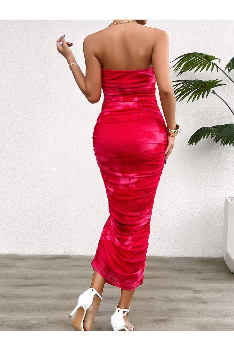 CWDMD2401_Sexy Strapless Tie Dye Maxi Dress