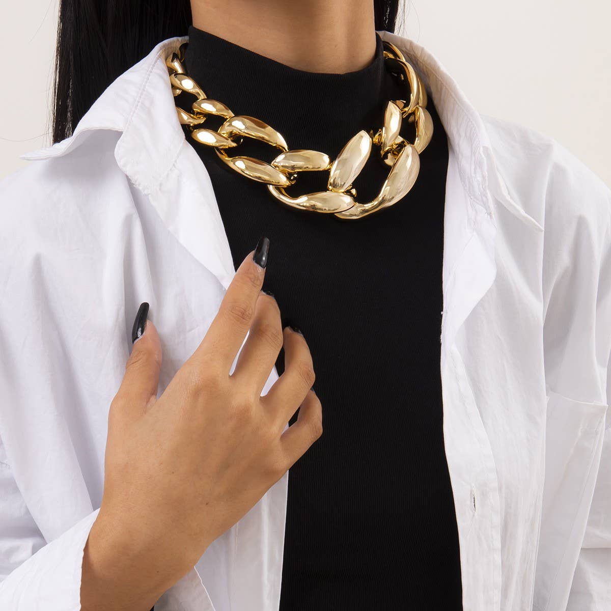 HIP HOP PUNK THICK CHAIN HOLLOW NECKLACE