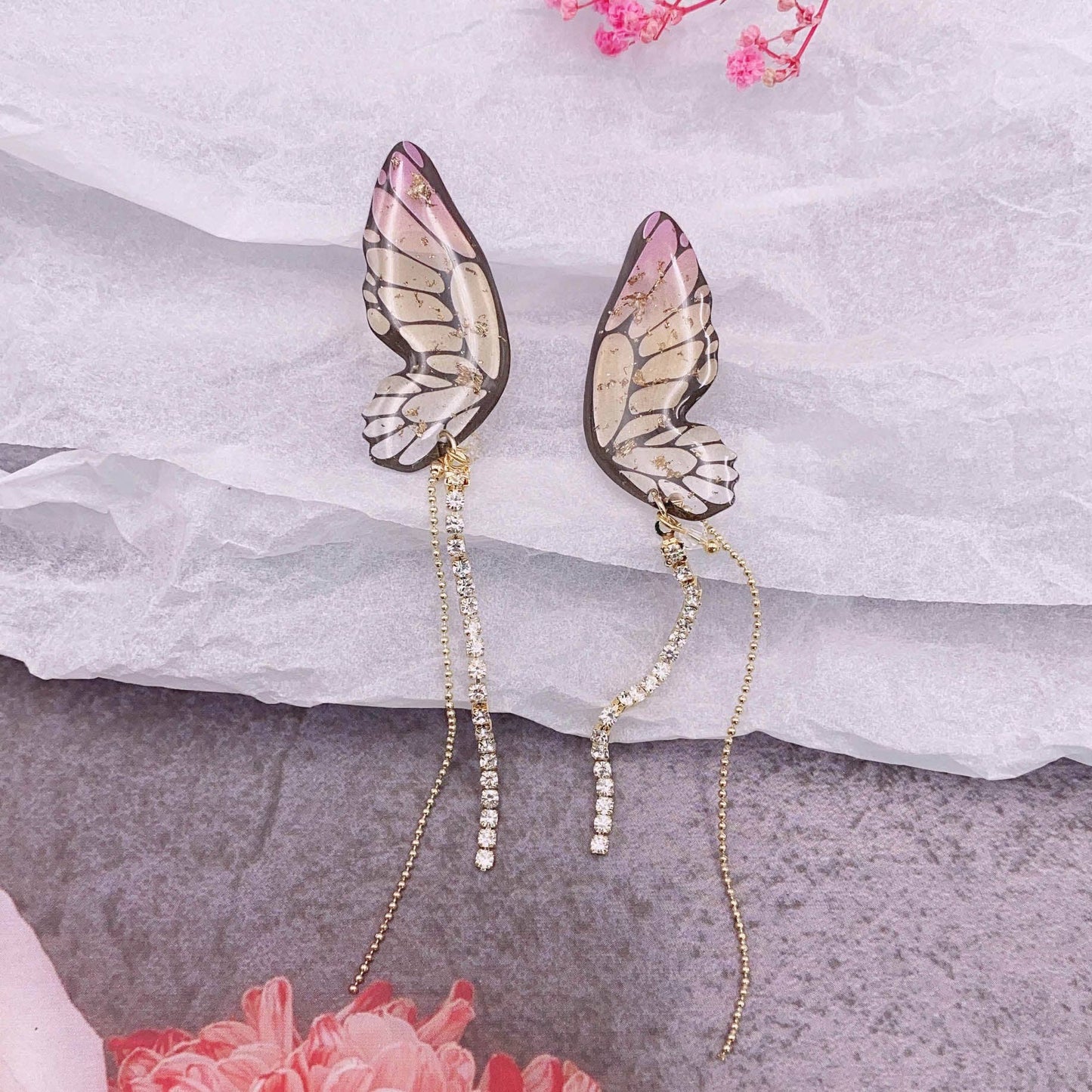 Personalized three-dimensional butterfly earrings