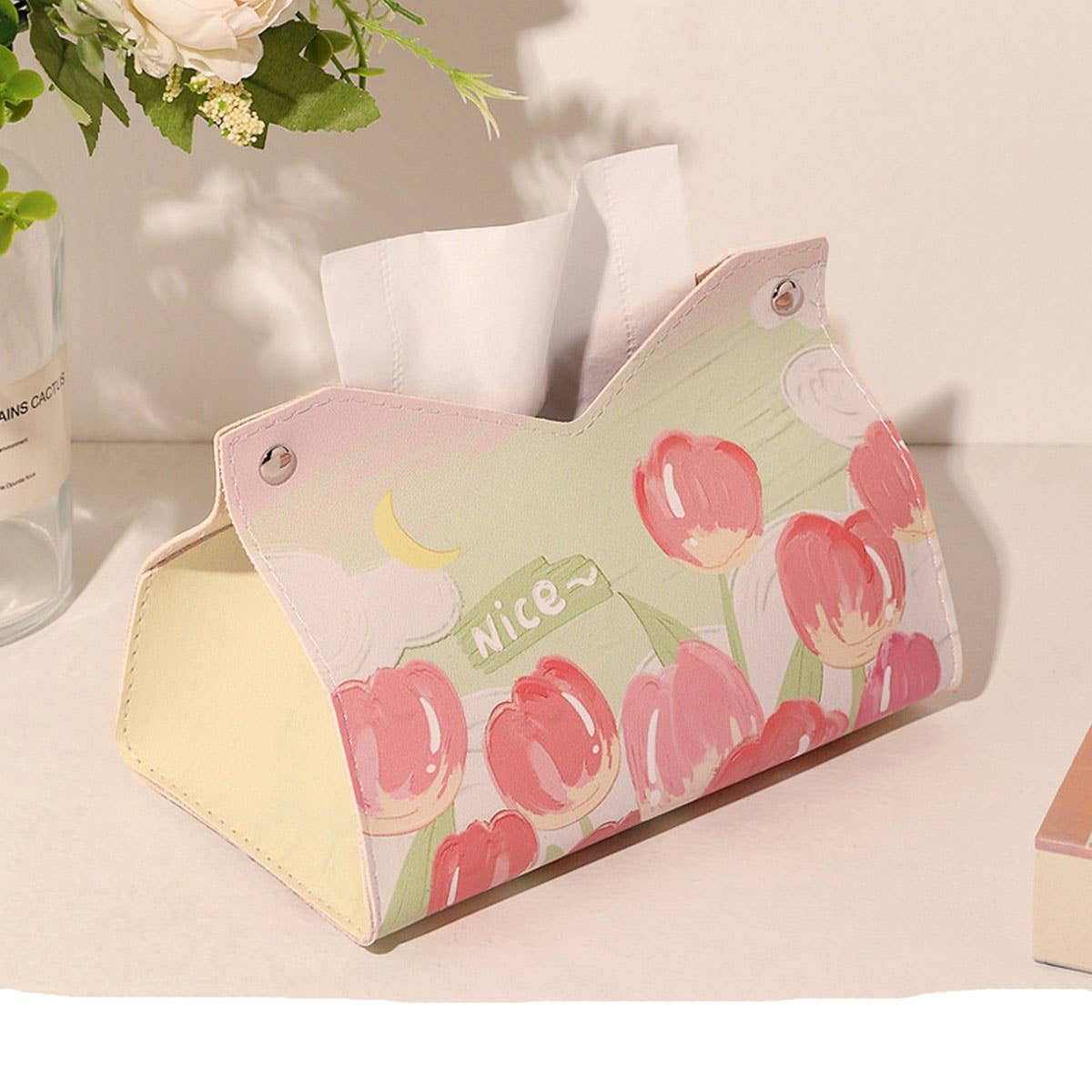 NEW HOME CAR GIRLY TEA TULIP NAPKIN STORAGE BOX