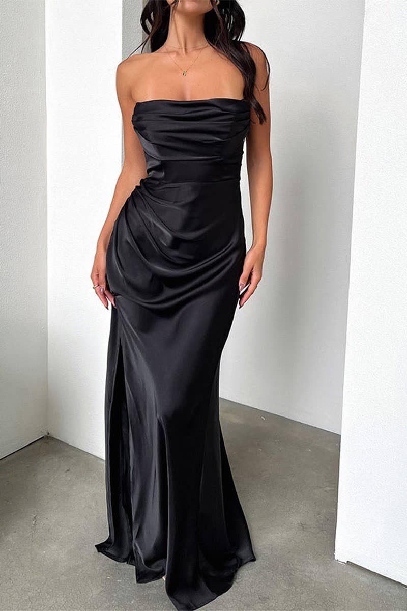 CWDMD5335_SUMMER ELEGANT PLEATED EVENING DRESS