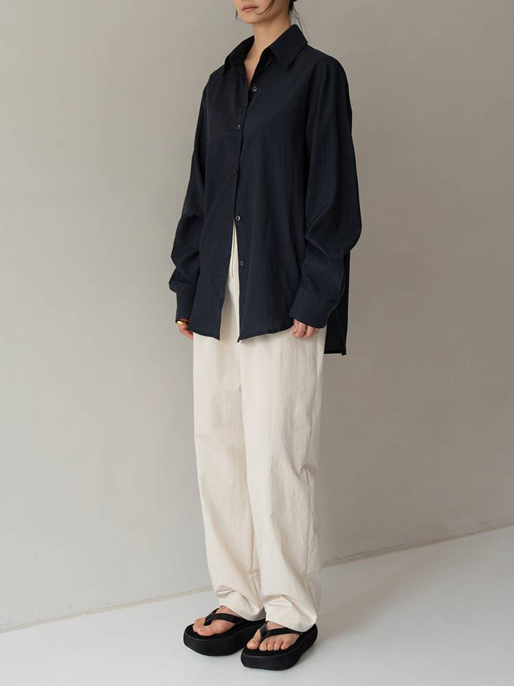 Elegant long-sleeved tencel ice cotton shirt