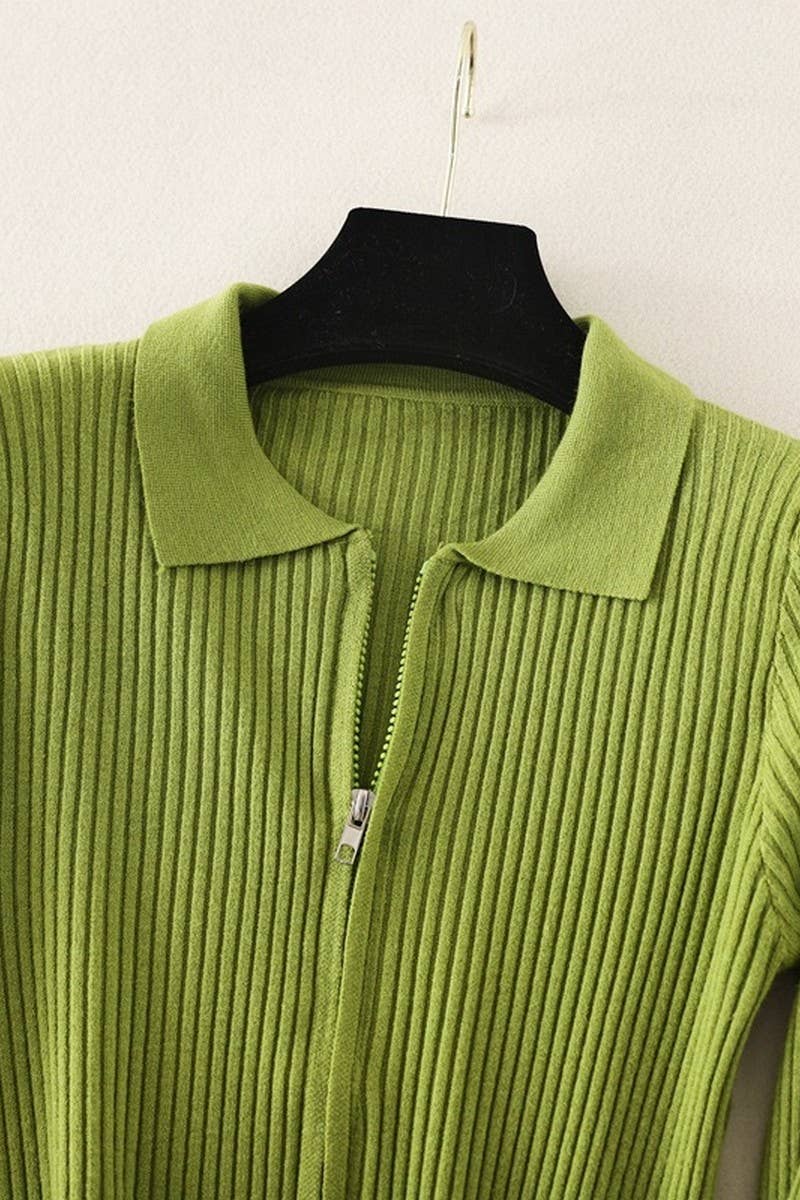 CWOSWL07283_SOLID SLIM KNIT LONG SLEEVE POLO TOP