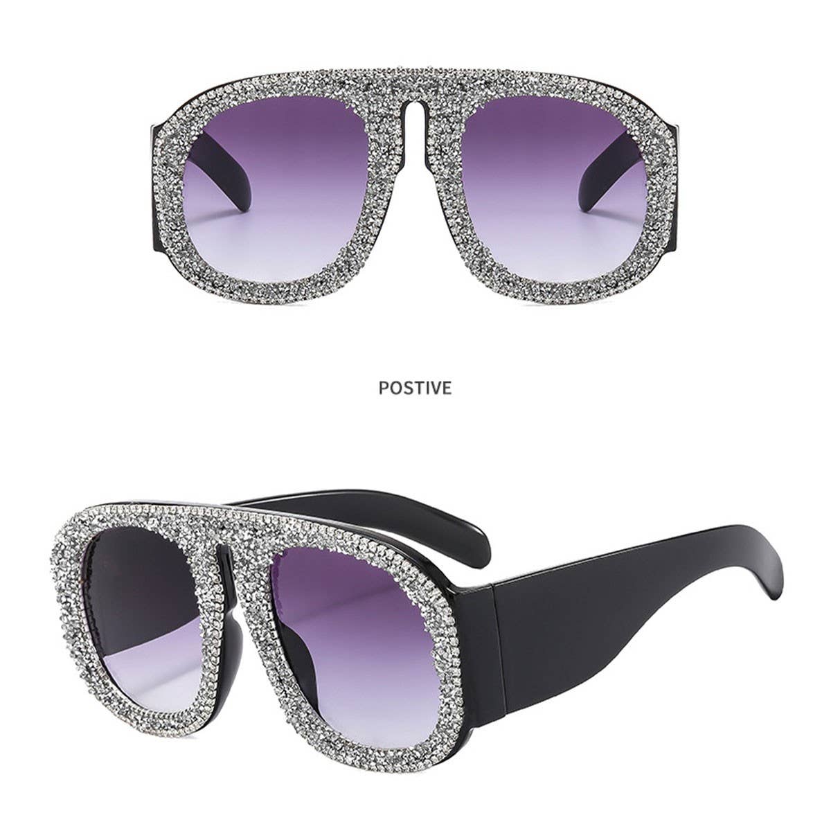 LUXURY DIAMOND-STUDDED LARGE FRAME SUNGLASSES