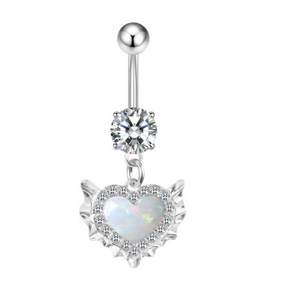 Heart Opal Zircon Belly Button Ring