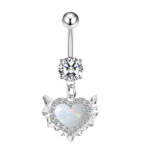 Heart Opal Zircon Belly Button Ring