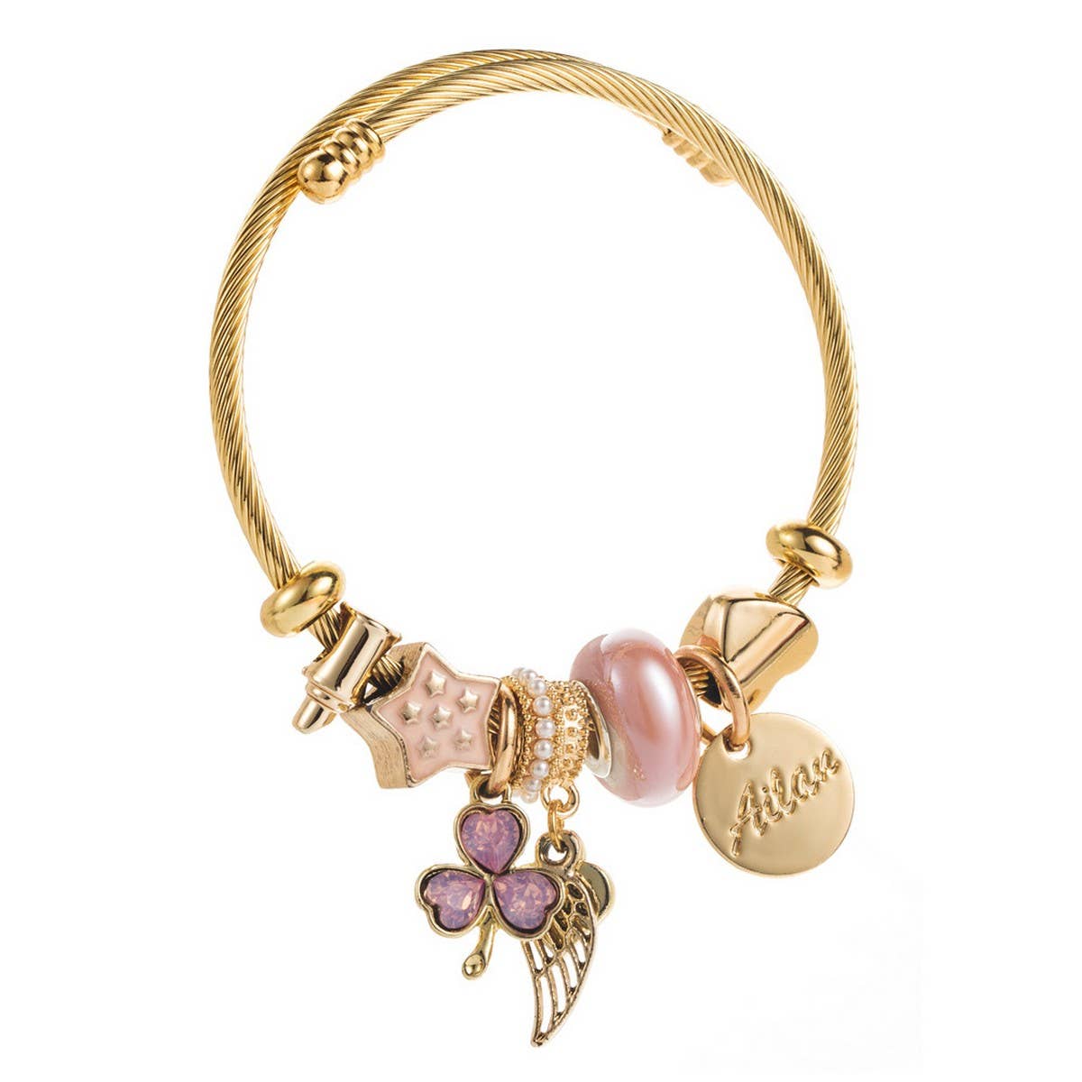 Unique Beaded Bracelet with Clover & Charms