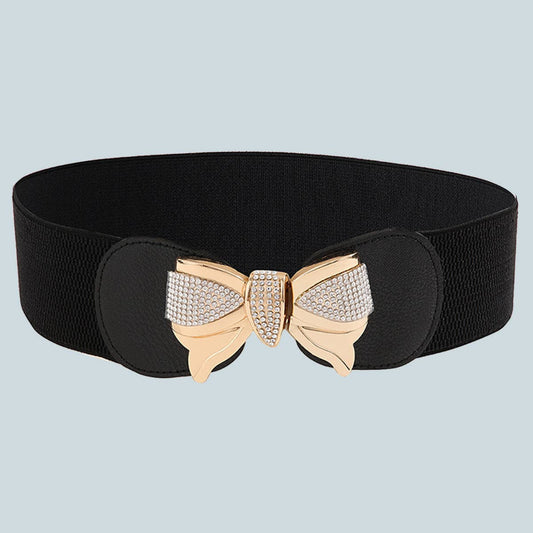 WOMEN BUTTERFLY BUCKLE ELASTIC BELT_CWABE0251