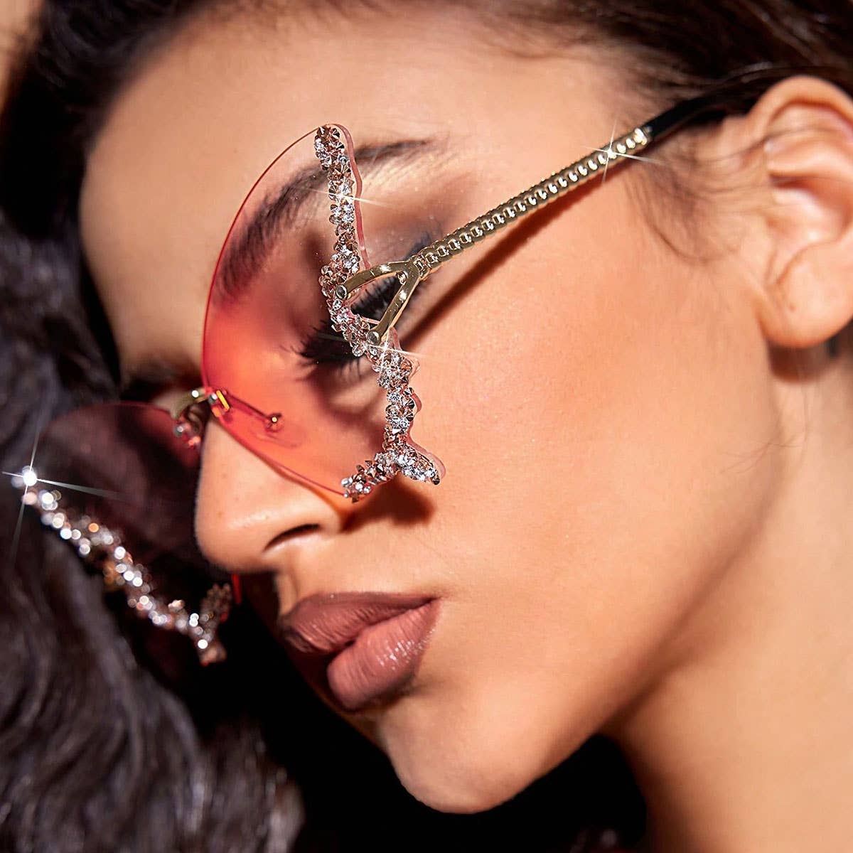 VINTAGE RHINESTONE BUTTERFLY SUNGLASSES