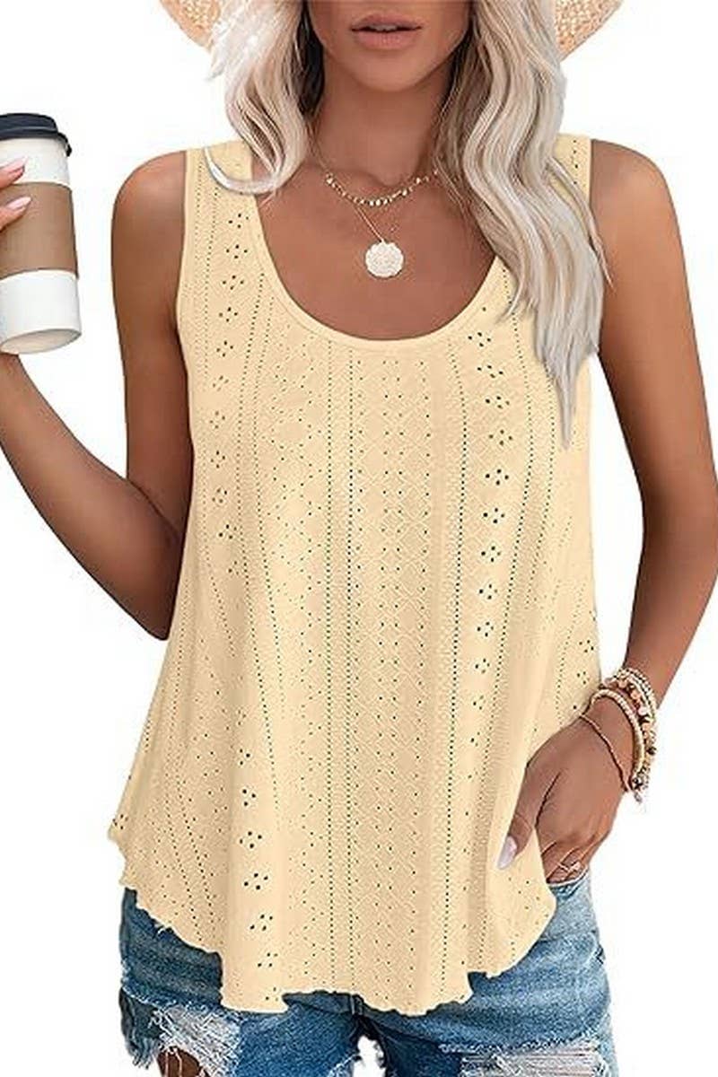 Cwttsl0235_Round Neck Sleeveless Knit Top