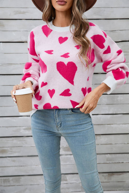 VALENTINE HEART SWEATER CREWNECK PULLOVER SWEATER
