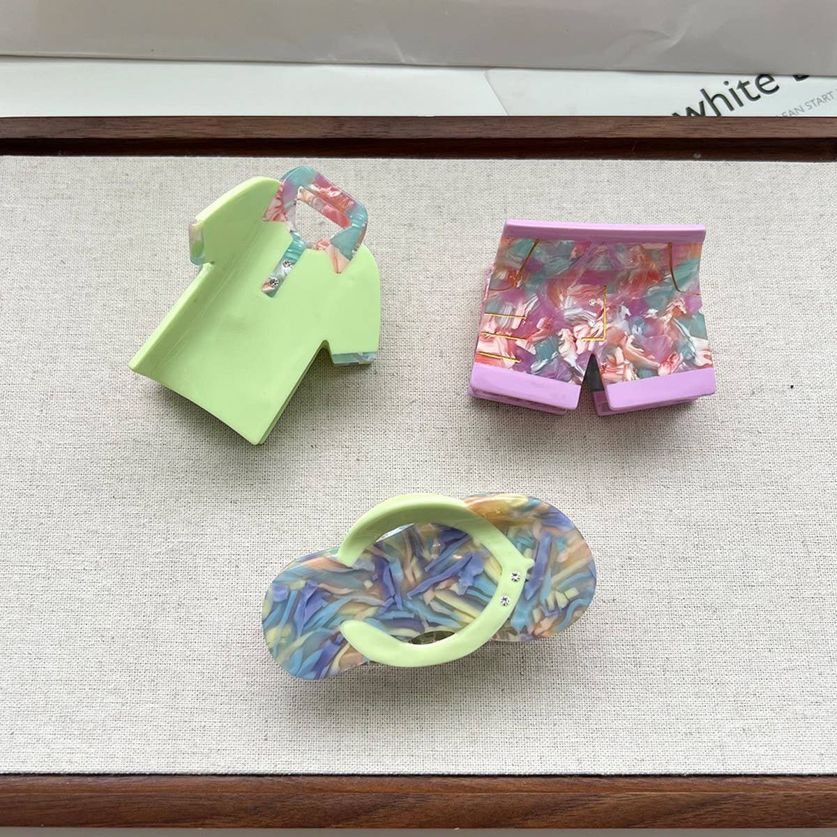 Vacation Hair Claw, Trendy Shorts & Slippers Clip