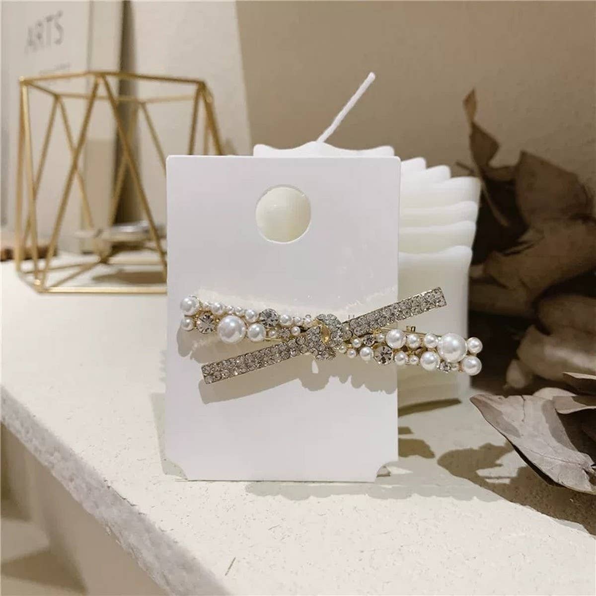 BOW HAIRPIN PEARL SIDE CLIP CROSS BANGS CLIP_CWAHA4662