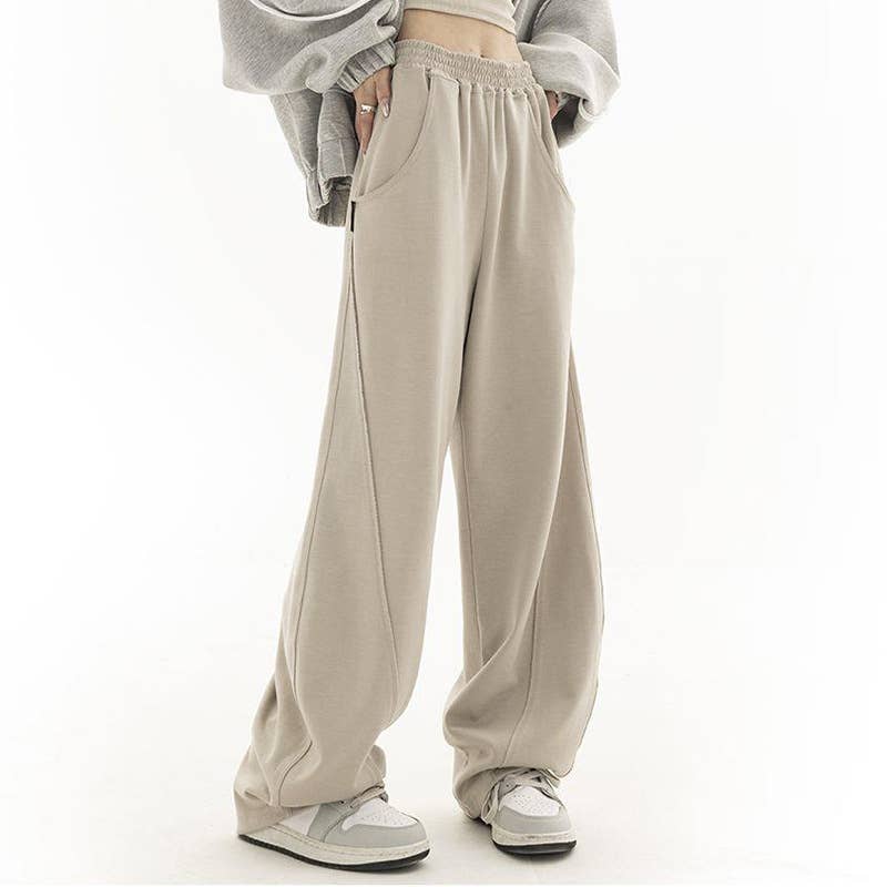 HIGH-WAISTED LOOSE CASUAL STRAIGHT-LEG PANTS