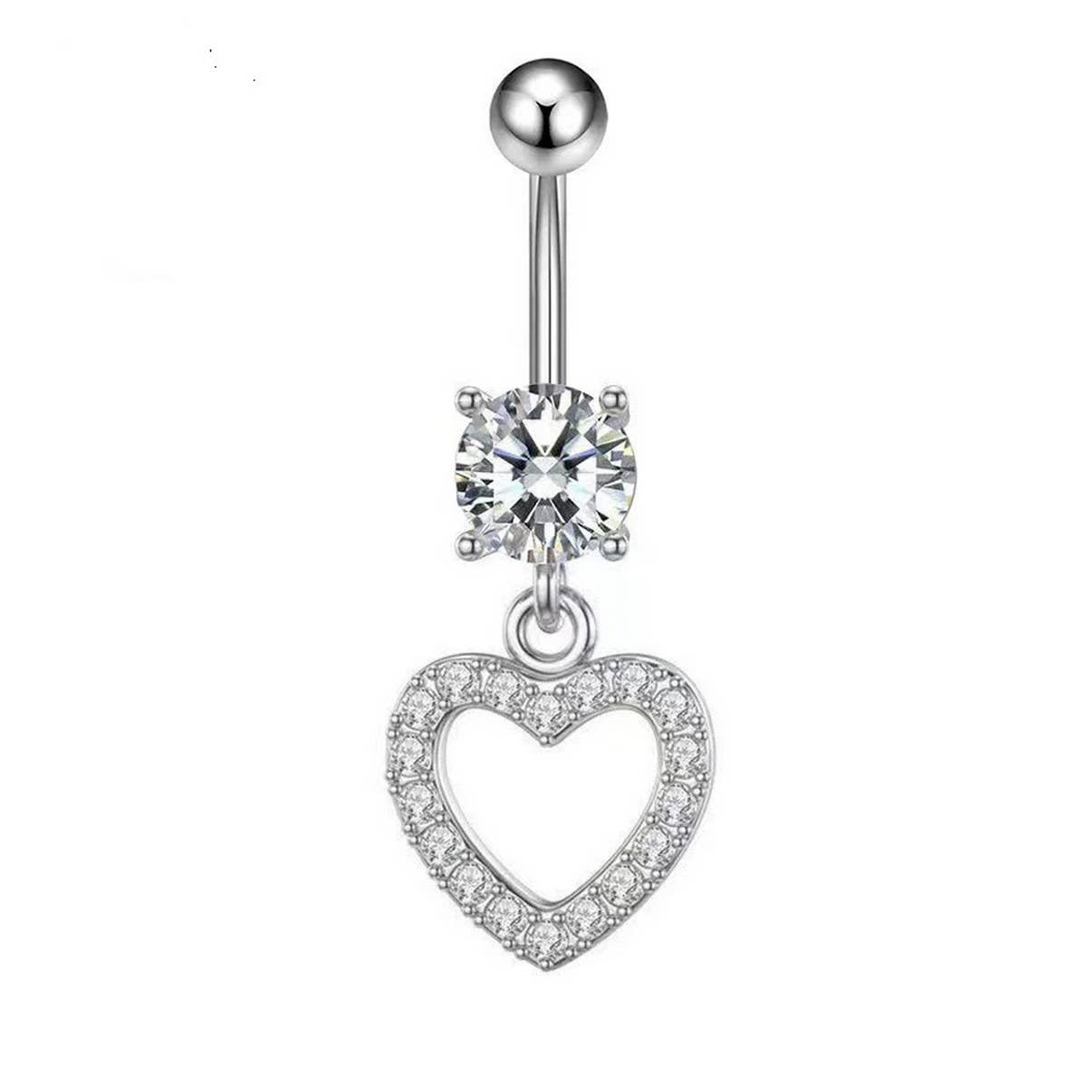 Heart & Butterfly CZ Belly Ring ? Body Jewelry