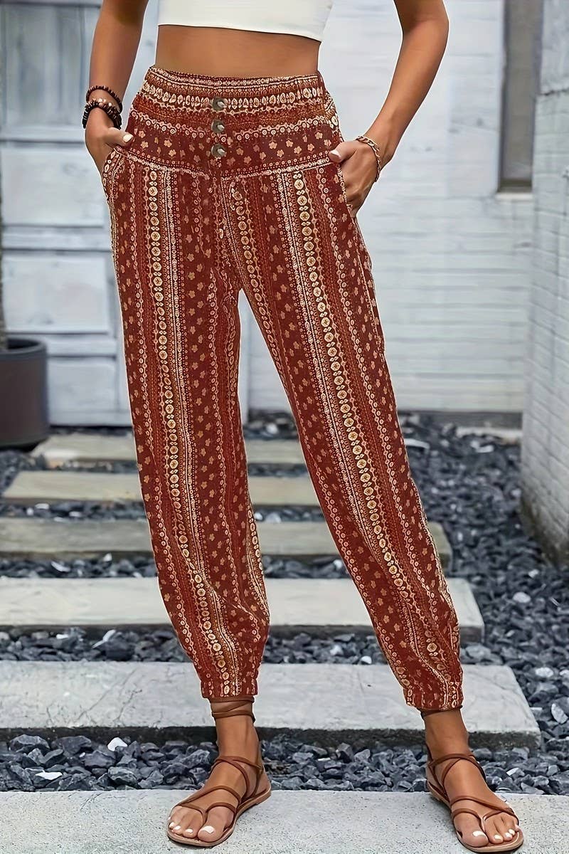 CWBLP2069_BOHO PRINT ELASTIC WAIST DRAPED JOGGER PANTS