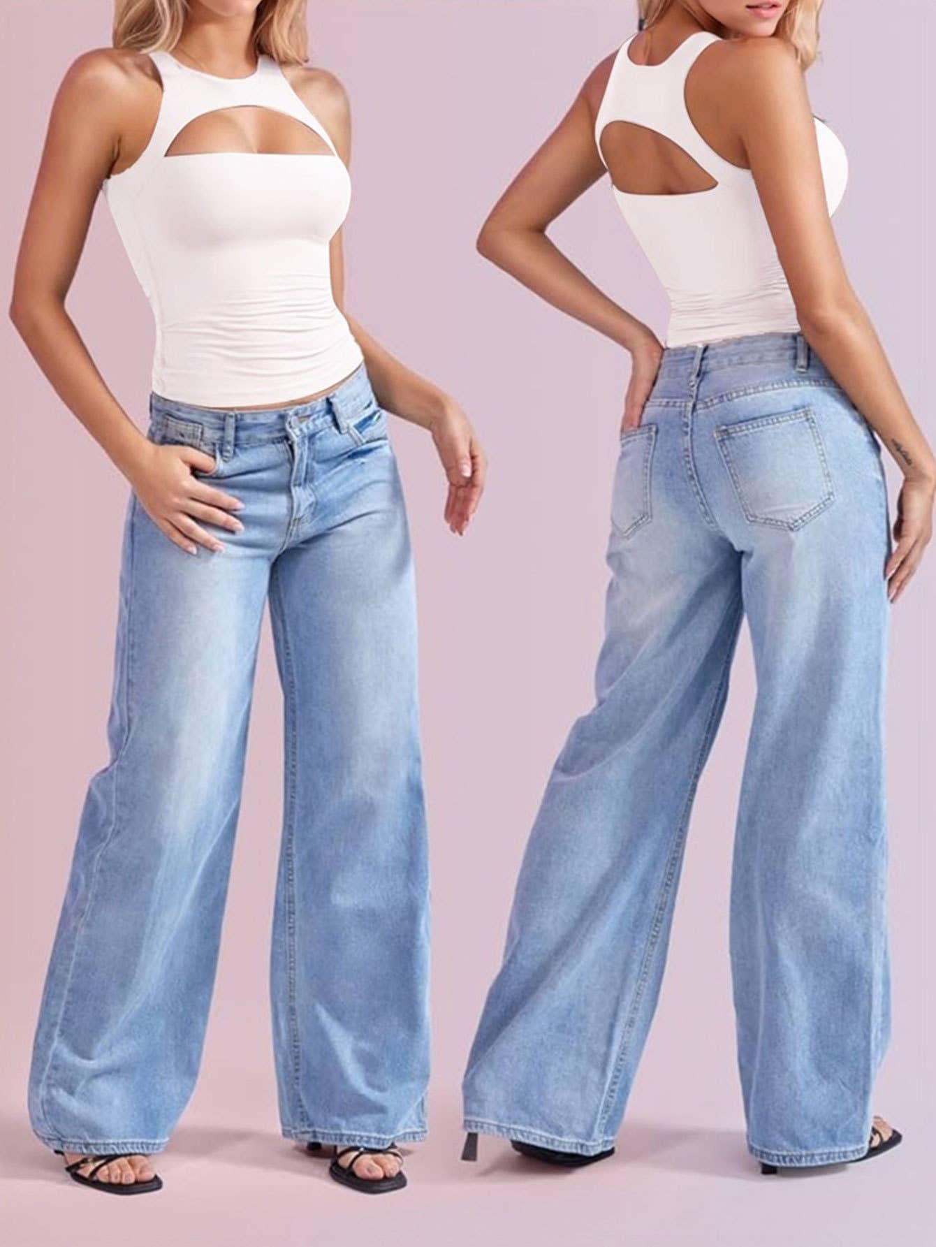 Sexy hollowed-out slimming sleeveless vest