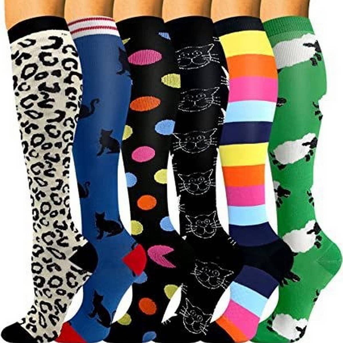PATTERNED SPORTS LONG COMPRESSION SOCKS SET_CWMS1880