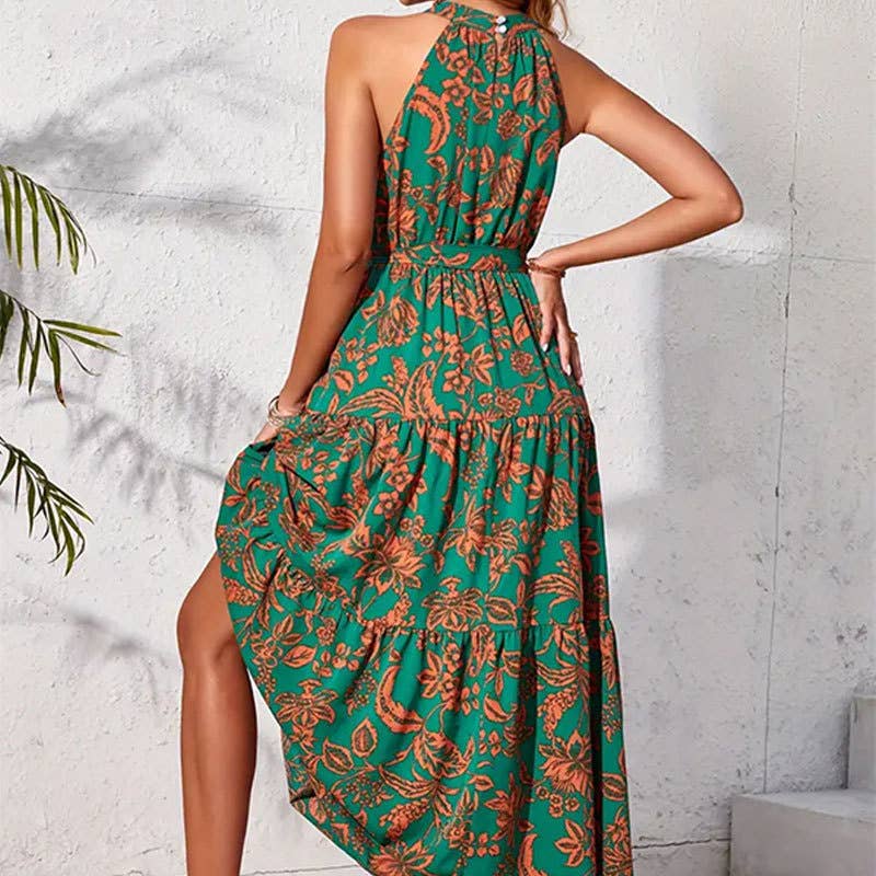 Sleeveless ethnic print dress