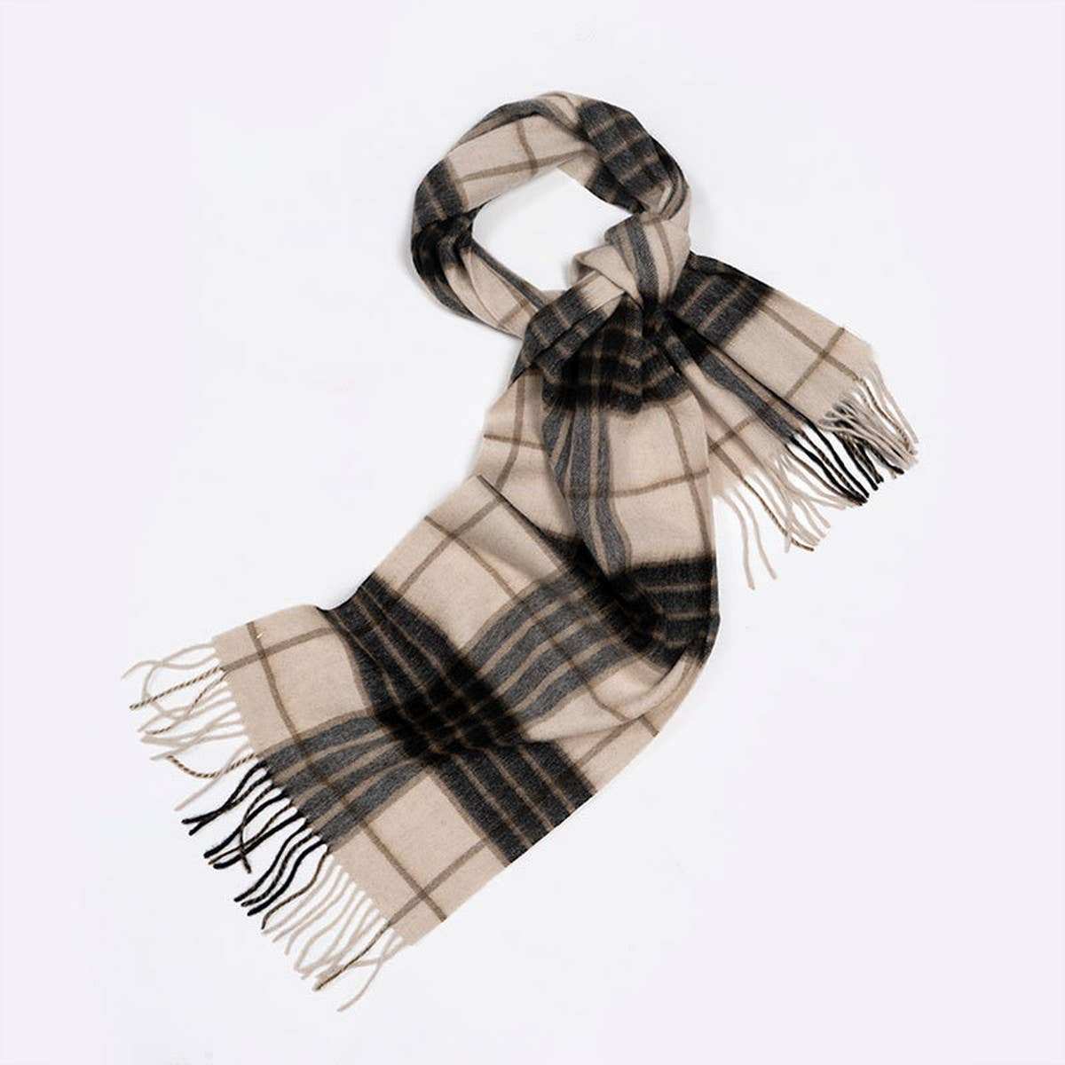 100% Wool Plaid Scarf - Unisex Warm Winter Wrap_CWASC2346