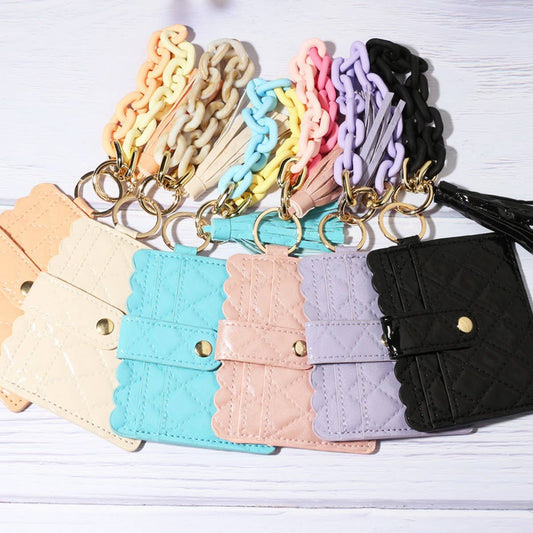 Color Acrylic Chain Embroidered PU Card Wallet_CWAB4996