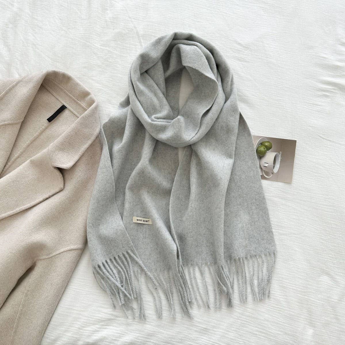 CWASC03137_SOLID WOOL WIDE SCARF WITH TASSELS FOR WOMEN MEN