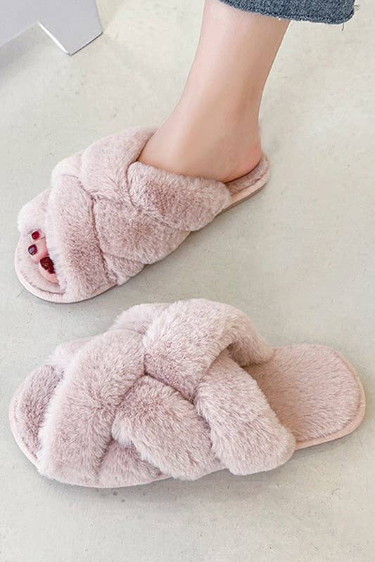 CROSS STRAP HOUSE SHOES COZY COMFY INDOOR SLIPPERS