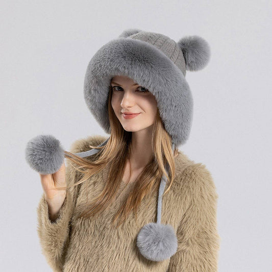 CUTE FUR BALL WARM EARMUFFS HOODIE