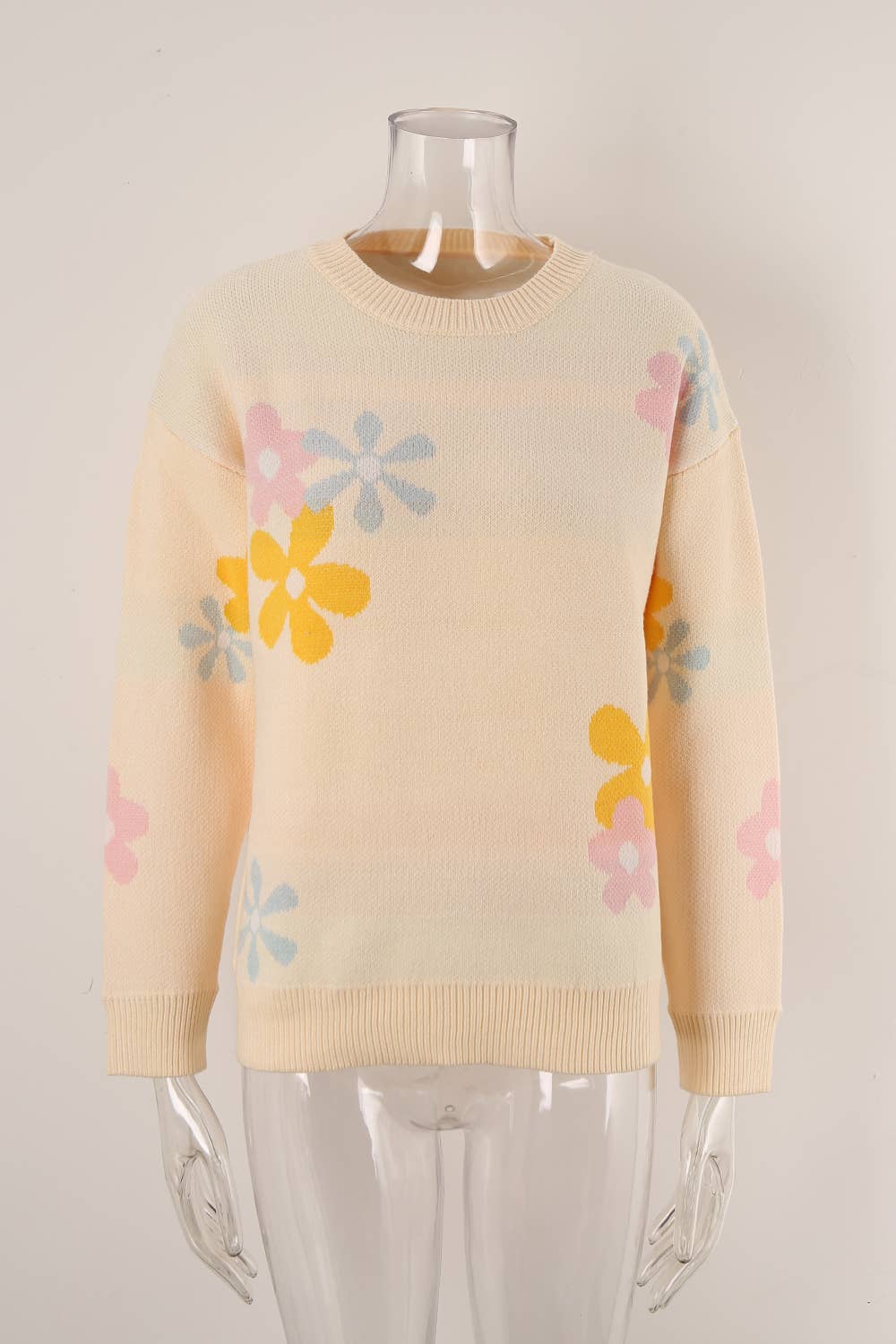 WOMEN'S PRINTED PULLOVER FLORAL SWEATER