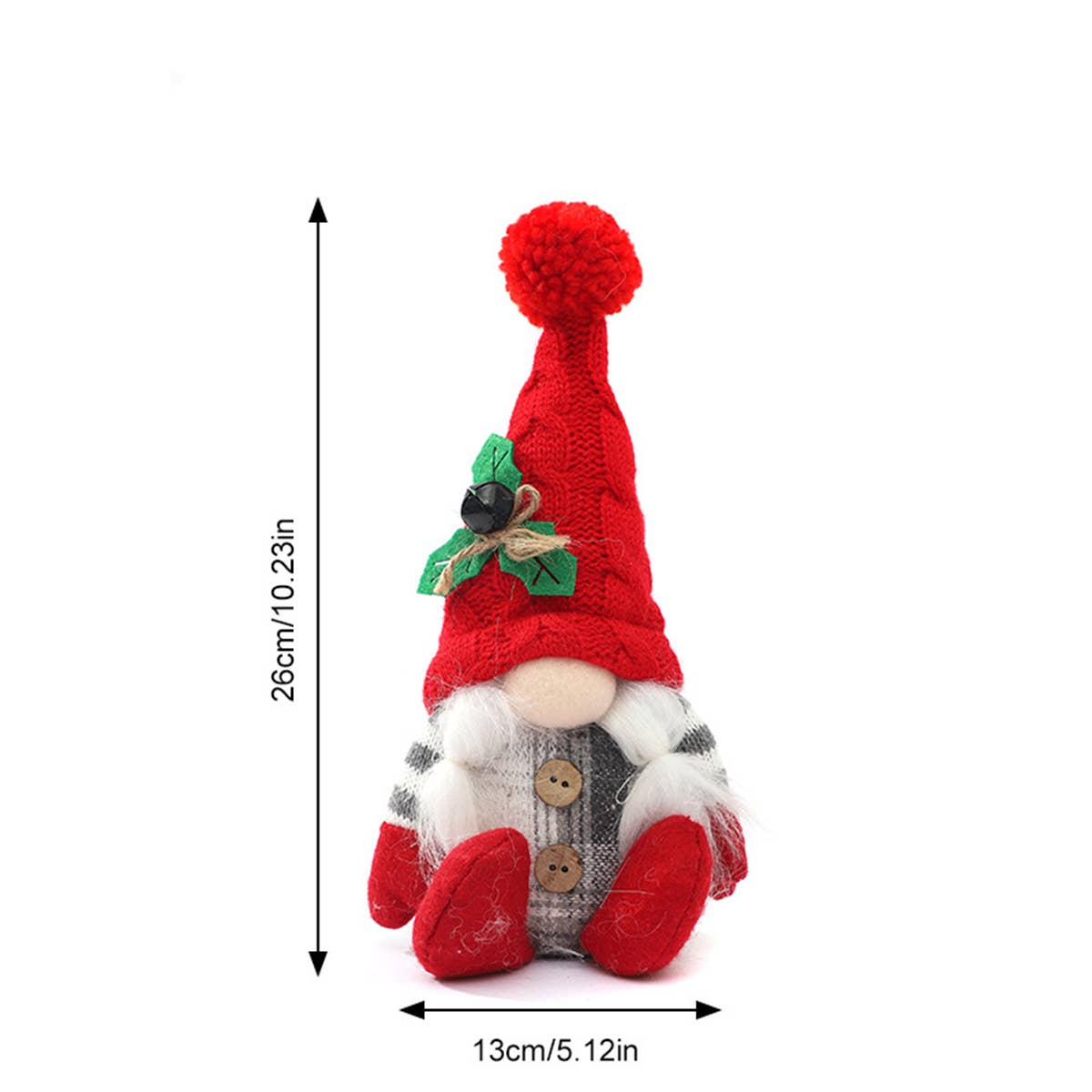 CWMM9397_CHRISTMAS POINTED HAT SITTING GNOME ORNAMENT