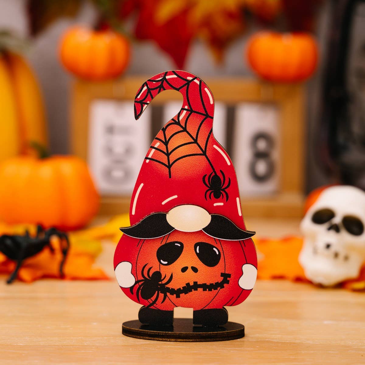 CWMM10256_HALLOWEEN WOODEN GNOME GHOST MINI DECORATION