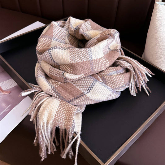 Plaid Faux Cashmere Scarf - Warm Winter Wrap_CWASC1446