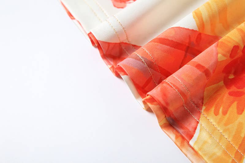 Sexy Tie Front Printed Bikini Three-Piece Set