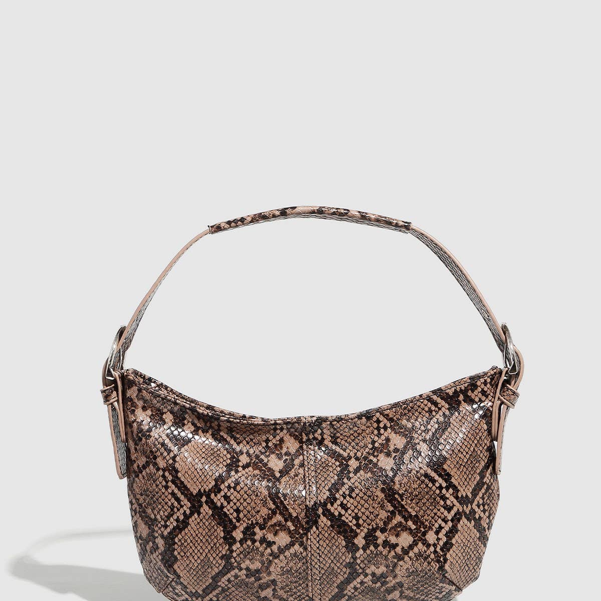 Elegant Adjustable Strap Snake Print Dumpling Bag_CWAB5689