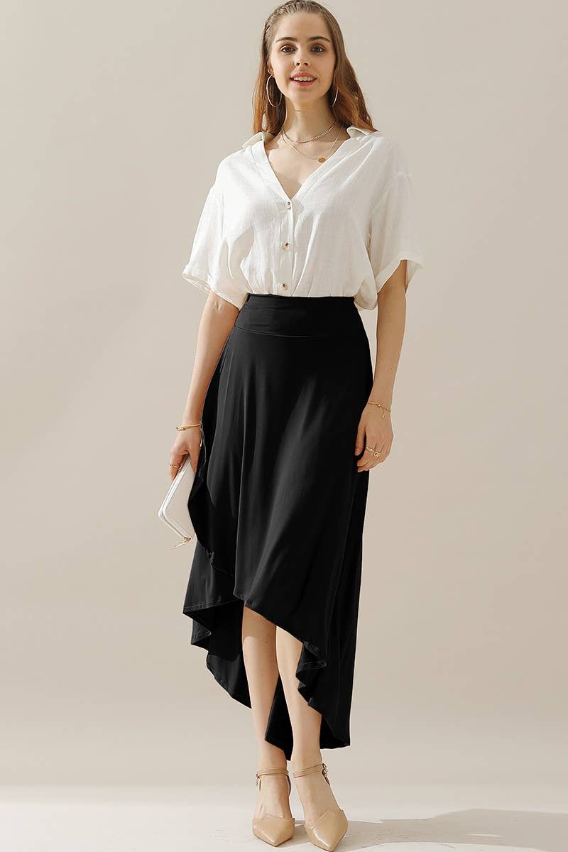 CWBLS127_OVERLAP HI-LOW MAXI SKIRT WITH FLARE SHAPE