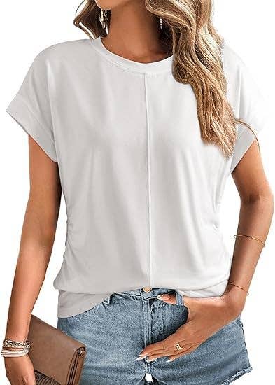 Women¡¯s Fashion Pleated Side Raglan Sleeve Tee
