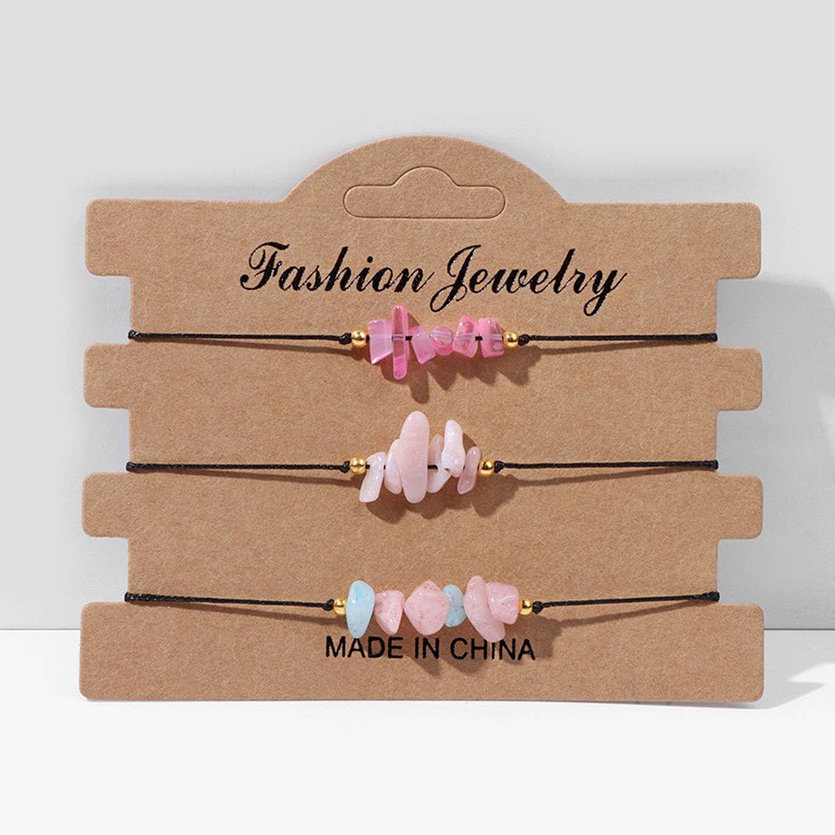 CRUSHED STONE TRIO BRAIDED BRACELET