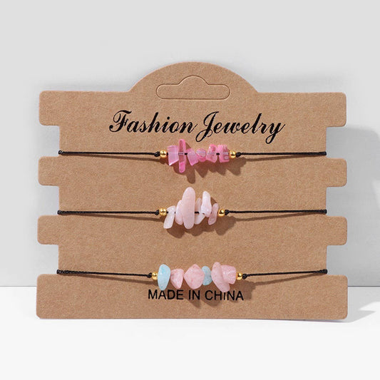 CRUSHED STONE TRIO BRAIDED BRACELET