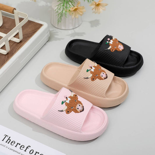Highland Cow EVA Slides Women Summer Sandals_CWSHF00228