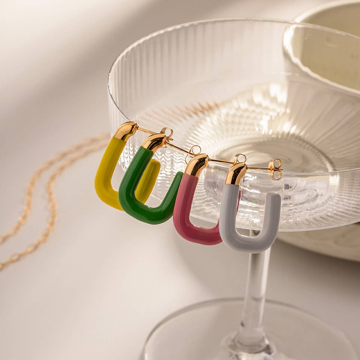 MACARON COLOR U-SHAPED VERSATILE EARRINGS