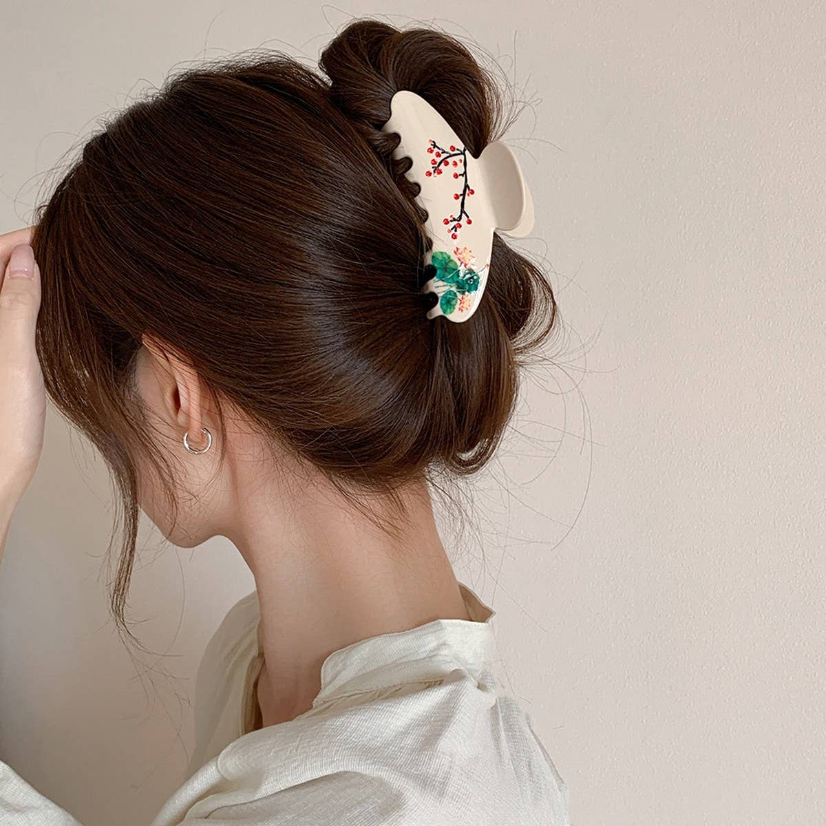 Elegant Plum Blossom Large Acetate Hair Clip