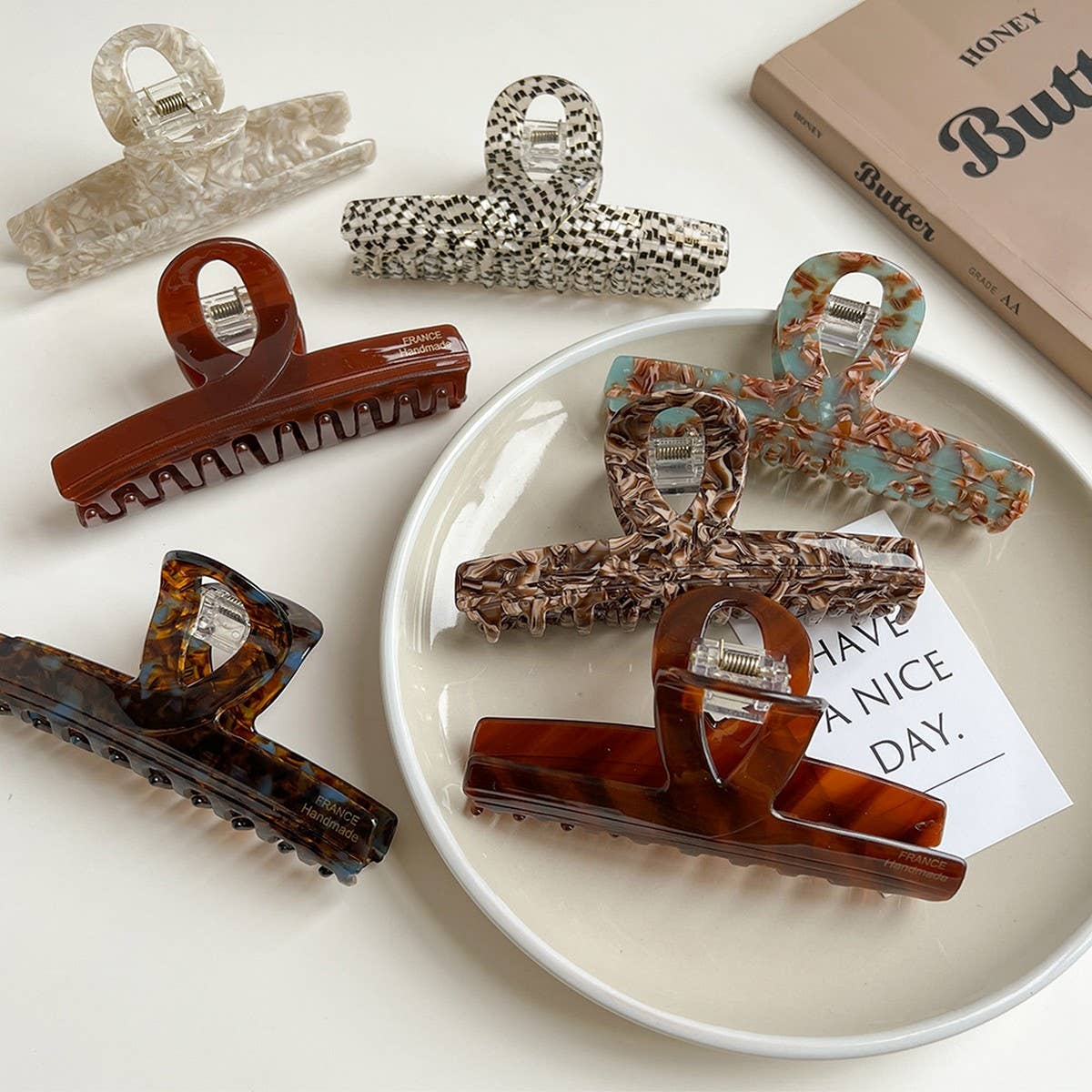 Large Brown Acetate Claw Clip ??Retro Chic Style_CWAHA6003