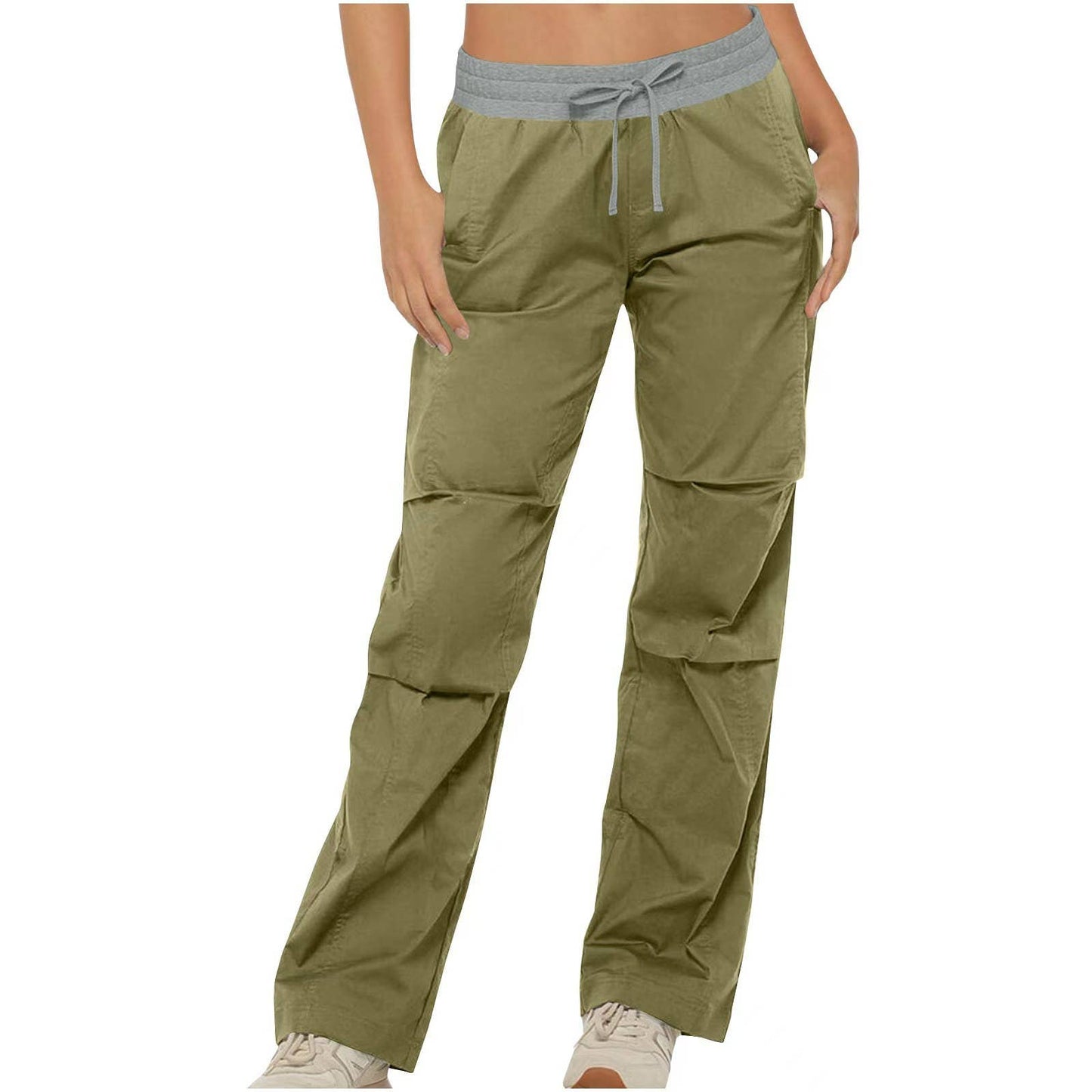 MID-WAIST BUTTON-DOWN COLORED POCKET CARGO PANTS