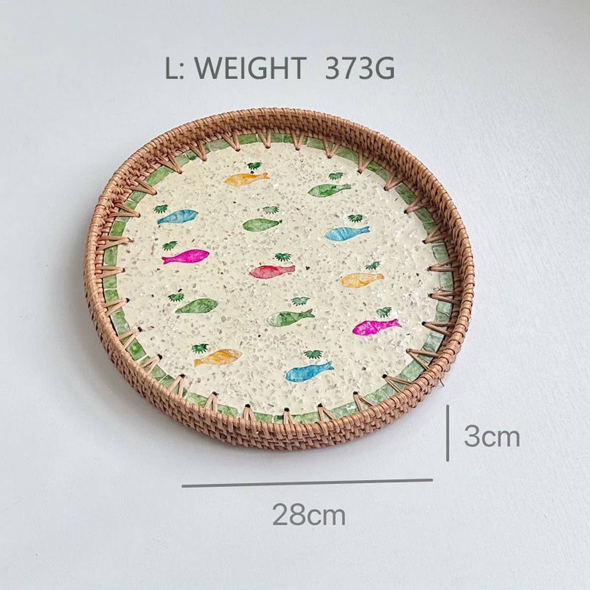 RATTAN COLORFUL SHELL CREATIVE HANDMADE FRUIT PLATE_CWMM4481