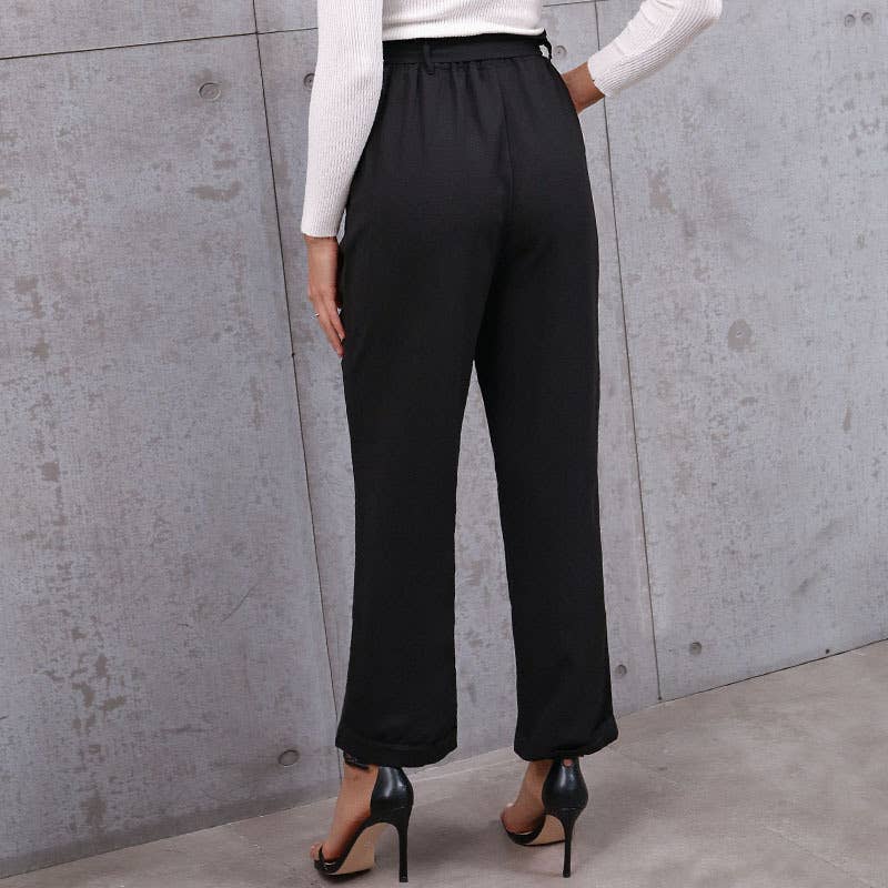 LACEUP CROPPED PROFESSIONAL ELASTIC-WAISTED PANTS