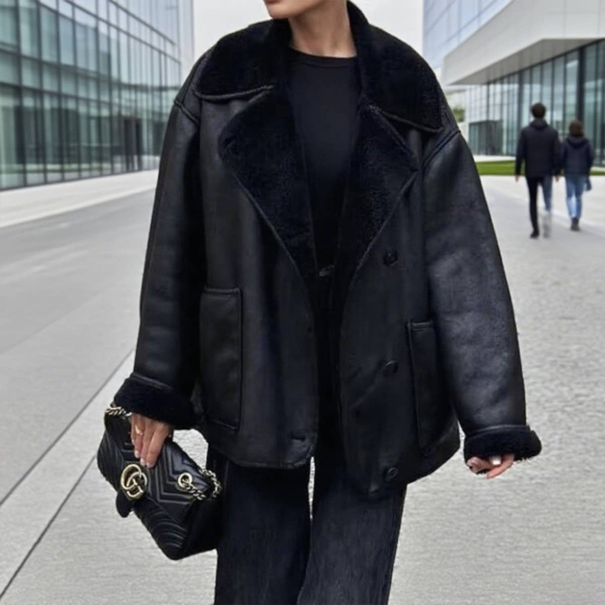 Fashionable fur one-piece loose thickened coat